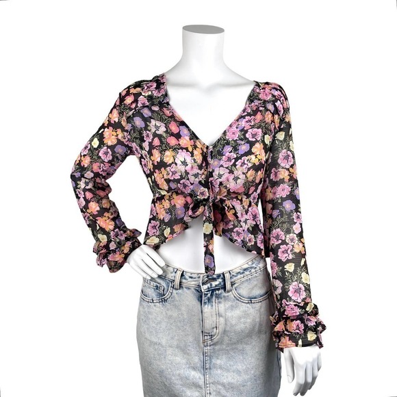 Free People Cottage Fairycore Maybel Floral Crop Blouse Femme Size XS-Small* - Picture 1 of 13